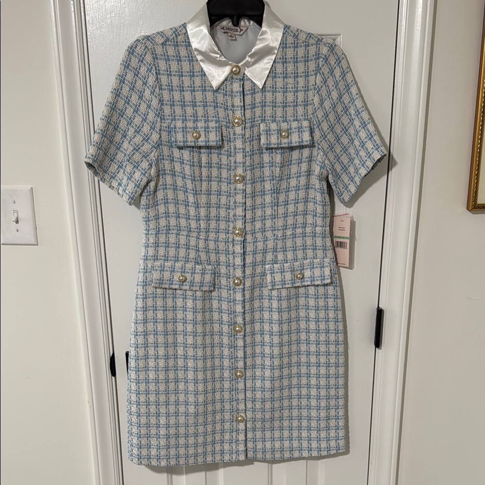 Nanette Lepore Blue and White Textured Dress